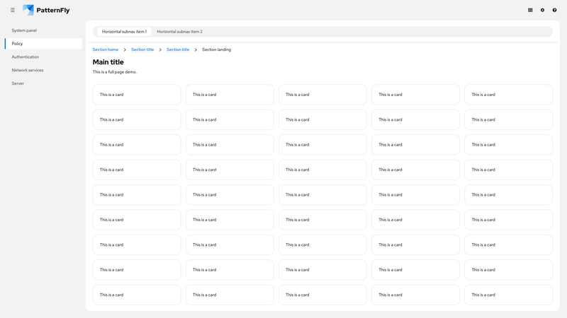 Sticky horizontal subnav screenshot