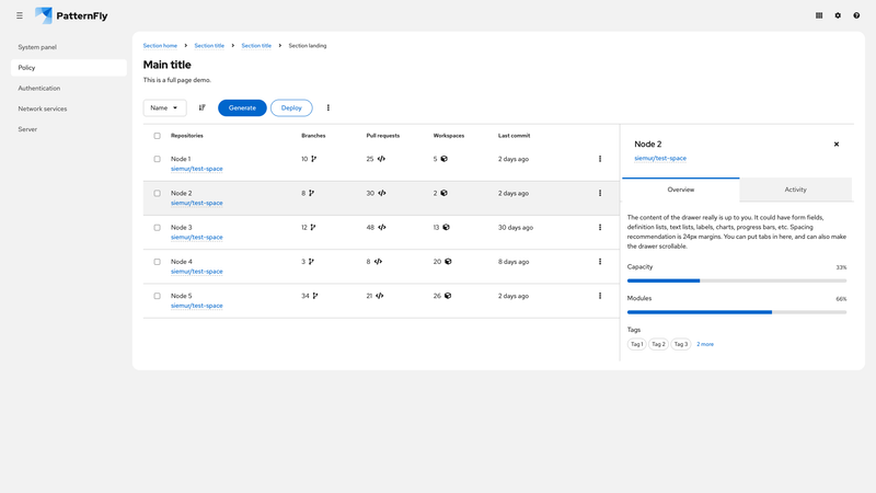 Tables and tabs screenshot