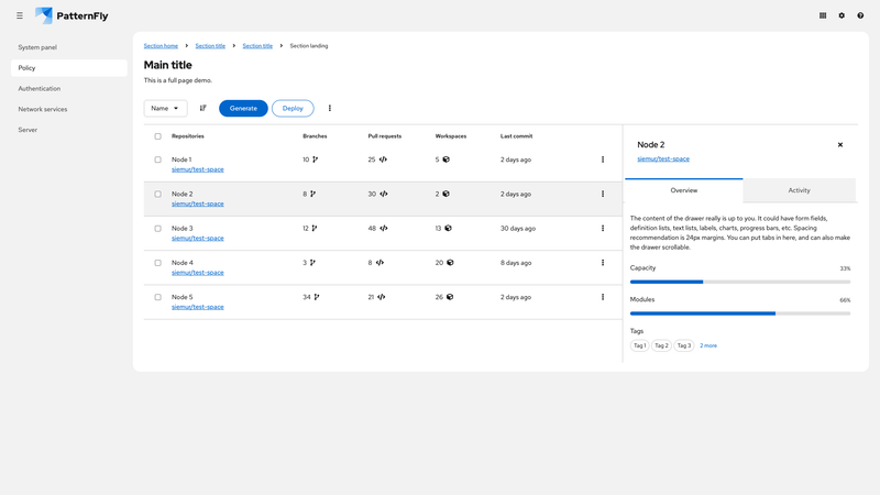 Tables and tabs screenshot